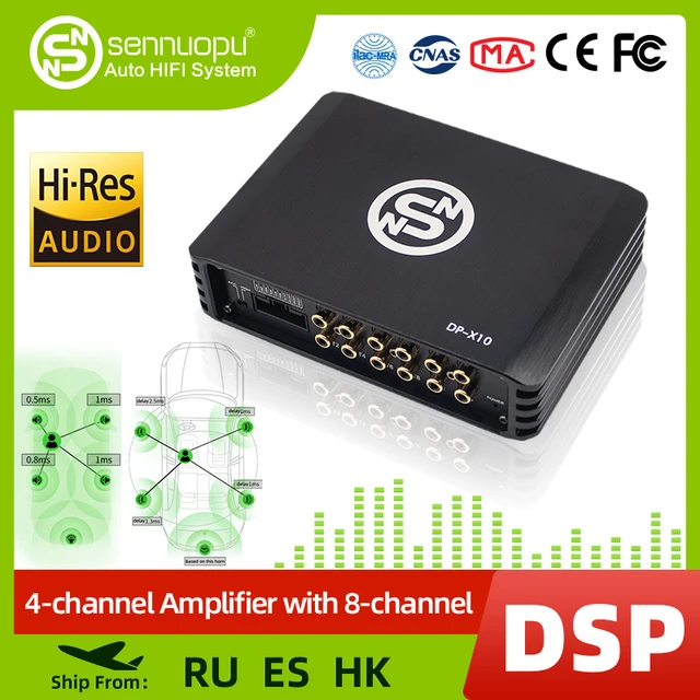 Sennuopu dp X10カーオーディオ4 ch電源アンプ8チャンネルdspプロセッサbluetoothアンプイコライザーamplificador  automotivioサウンド