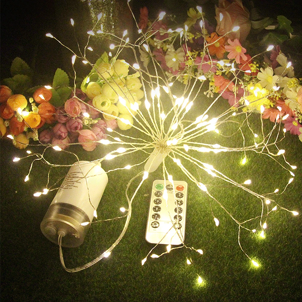 

Firework LED Copper Wire Strip Light Christmas Waterproof String Lights Dandelion For Wedding Decor Xmas LED Fairy Lights