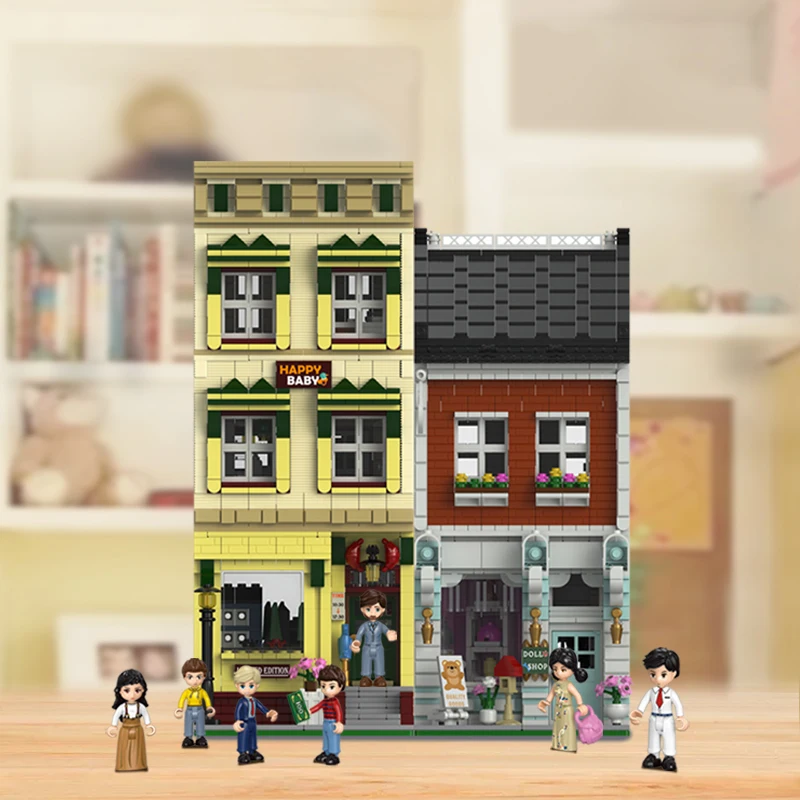 La nuova serie in stile Europa blocchi di costruzione ad alta tecnologia Città europea Negozio di giocattoli Negozio Modello di casa con figure Giocattoli di mattoni