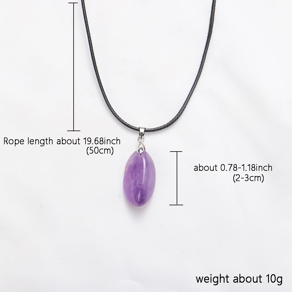 1pc Natural Crystal Pendant Amethyst Irregular Energy Leather Rope Necklace Purple Stone Jewelry Lady Gift