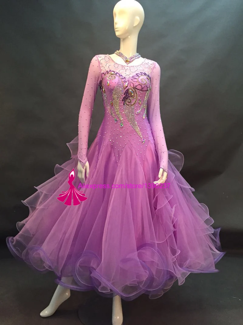 

Purple Standard Ballroom Dress High Quality Custom Made Women Stage Tango Waltz Ballroom Competition Dance Dresses