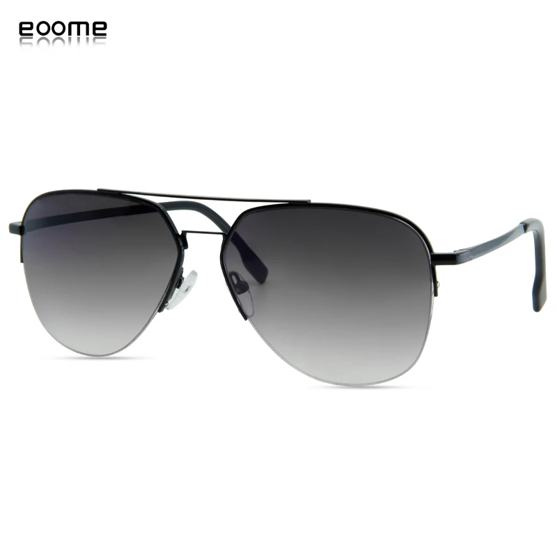 eoome Man New Pilot Shape Metal Half Frame Sunglass G15 Lens noral face UV400 Nylon Lens qualitiable electroni plating