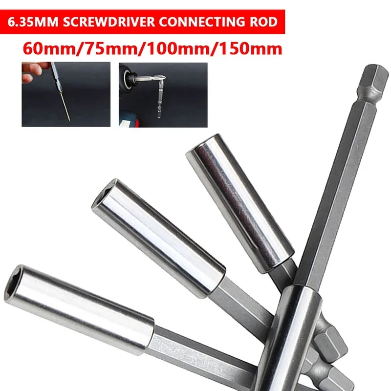 1/4Pcs เครื่องมือ/60/75/100/150มม.แม่เหล็กขยายส่วนขยายเครื่องมือ1/4 "Hex Rod ก้านจับปลายไขควงผู้ถือ