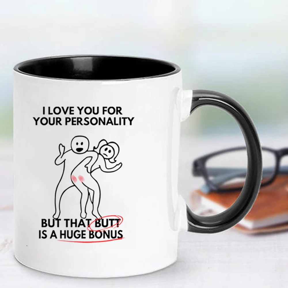 Valentine's Day Present Mug Black White Ceramic Funny Coffee Cup Wife Husband Birthday Gift Mug