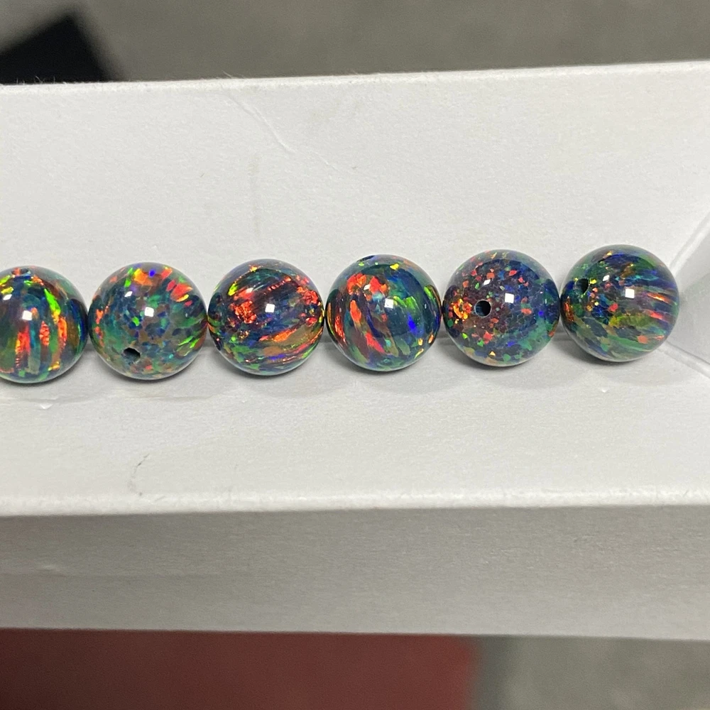 

Meisidian Lab Created 4mm 6mm 8mm Full Drilled Hole Loose Stone Black Opal Beads Pirce Per Grams