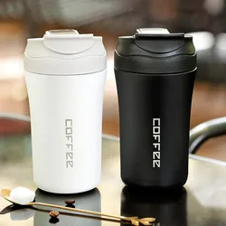 400ml Double Stainless Steel Coffee Thermos Mug With Straw Multifunctional Car Vacuum Flask Portable Travel Insulated Cup