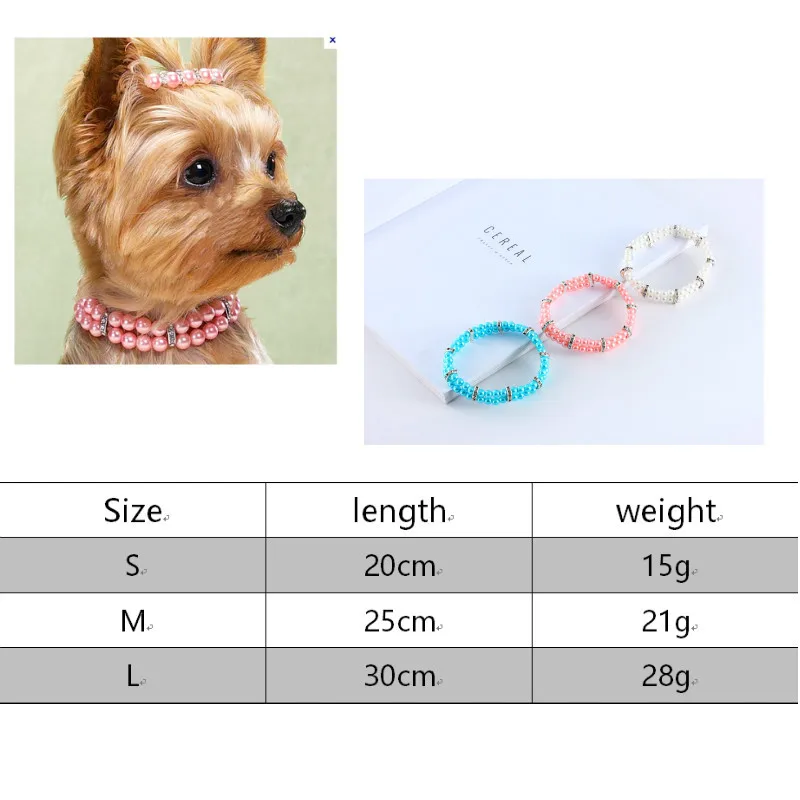 Shining Small Dog Collars Safe And Resilient Puppy Kitten Available Pearl Pet Dog Collar S/M/L Four Colors Available