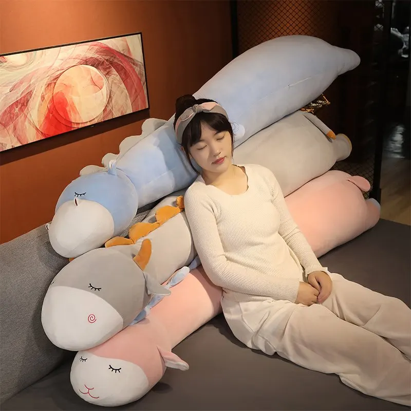 80cm/120cm Long Animals Cattle Hippo Sheep Plush Pillow Toy Soft Comfortable Cartoon Stuffed Doll Sleeping Cushion Girls Gifts