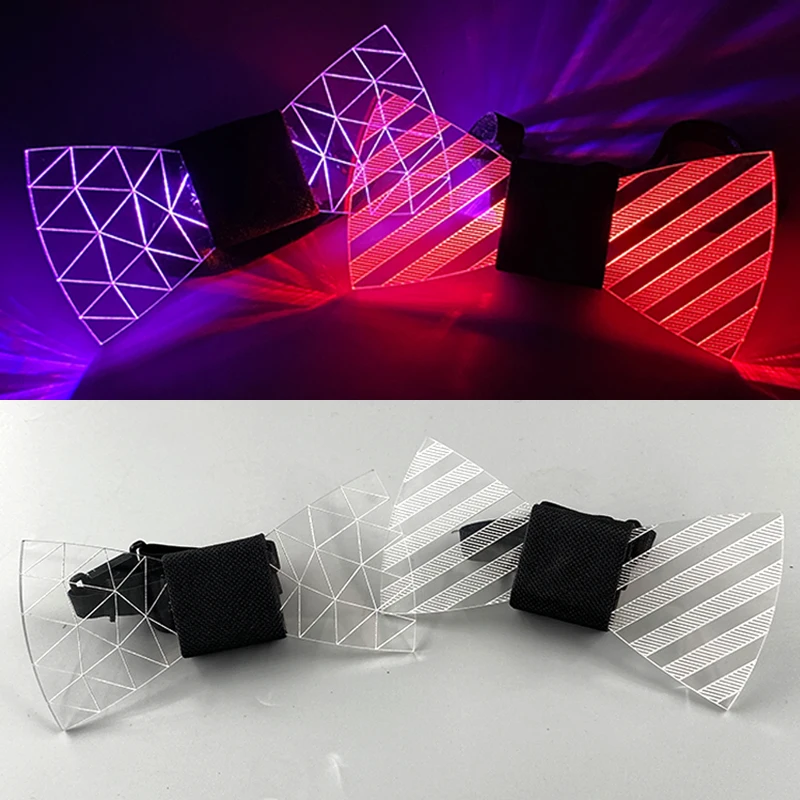 Farfallino luminoso a LED per uomo, cravatta acrilica luminosa per travestimento, Costume da festa notturna, regalo di Halloween e natale