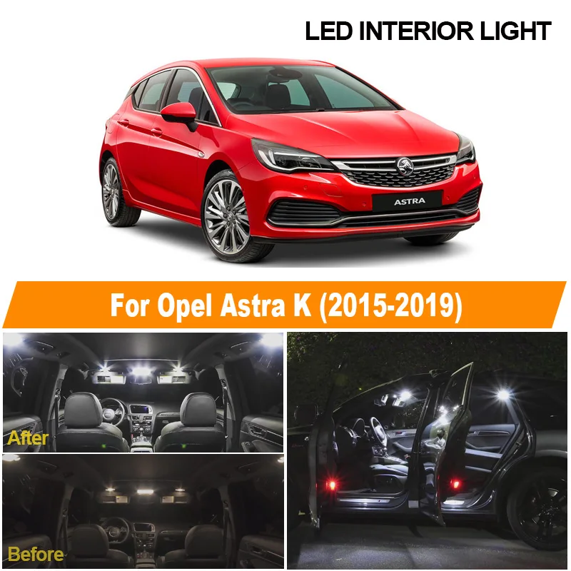 13pcs Canbus Error Free LED Interior Map Dome Reading Lights Bulb Kit For 2015-2019 Opel Astra K OPC GTC Car Accessories