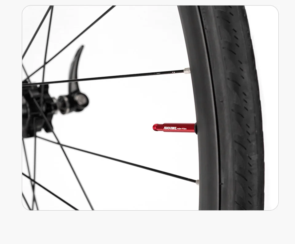 JSHOU BIKE Französische Ventilverlängerungskappen Kernadapter ROT und SCHWARZ Legierungsschaft 40 60 80 100 120 mm mit Legierungskappe und Werkzeug – Detail 12