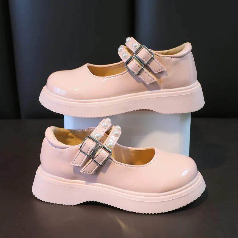 Autumn Fashion Princess Pearl Shoe Kids Little Girl School Child Shoes Dress Party Leather Shoe 2021 3 4 5 6 7 8 9 10 11 12 Year