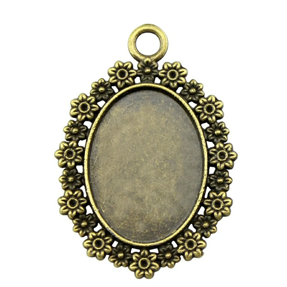 10pcs 18x25mm Inner Size Vintage Antique Bronze Color Cameo Cabochon Base Setting Charms Pendant Necklace Findings