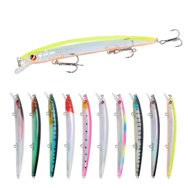 Señuelo de pesca de pececillos, cebo duro de plástico Artificial flotante, Wobbler, Crankbait, aparejos de lubina, 13,8 cm, 15,4g, 1 unidad