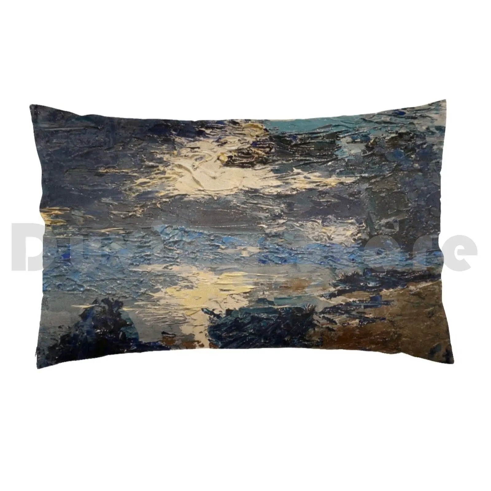 Half-At SunrisePillow case Half Nature Abstract Oil On Palette Knife Painting Oil