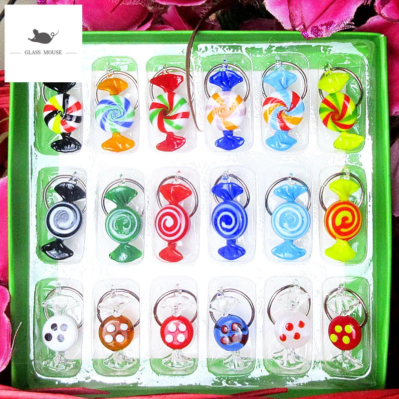 18 Types Vintage Murano Style Miniature Glass Sweets Candy Ornament For Home Party Wedding Christmas Festival Decorations Gifts