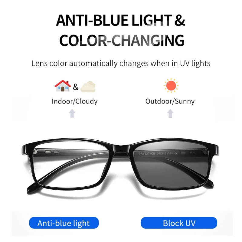 LM 2024 Blue Ray Computer Photochromic Glasses Men Women Screen Radiation Eyewear Office Gaming Blue Light Goggle UV Blocking