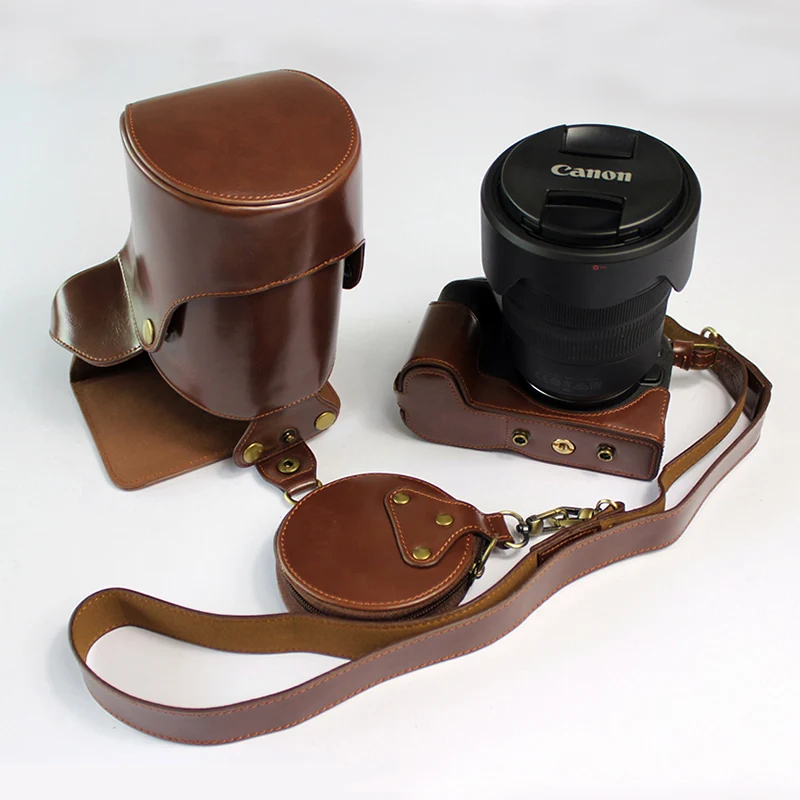 

PU Leather Case for Canon EOS RP R-P camera bag Cover protector shell with shoulder Strap and mini case