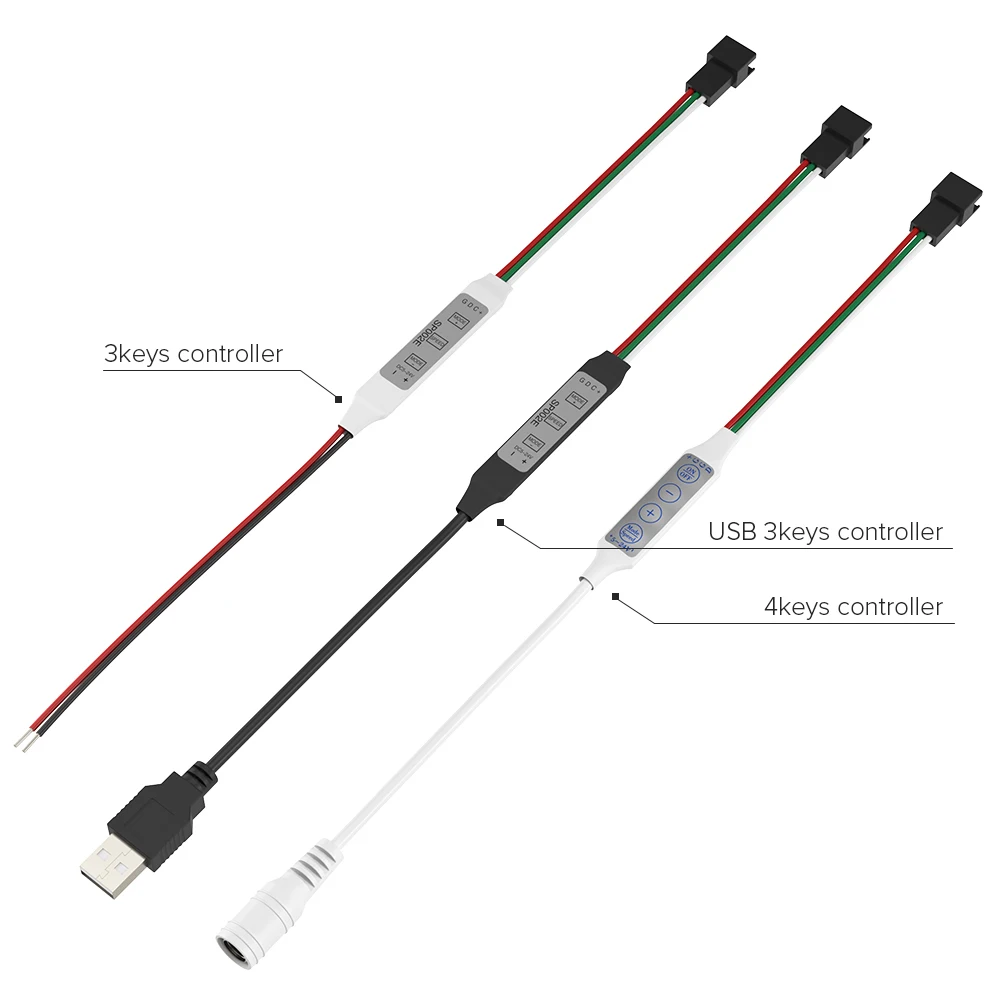 Controlador Mini de 3 teclas, 4 teclas, SP002E, WS2812B, WS2811, USB, tira de luz LED, Pixel, Banco de energía, TV, DC5V-24V