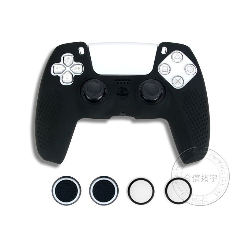 HOTHINK 1 مجموعة غطاء من السيليكون مع أغطية الإبهام لوحدة تحكم PS5 المضادة للانزلاق جزيئات محدبة غطاء مقبض ل بلاي ستيشن 5 DualSense