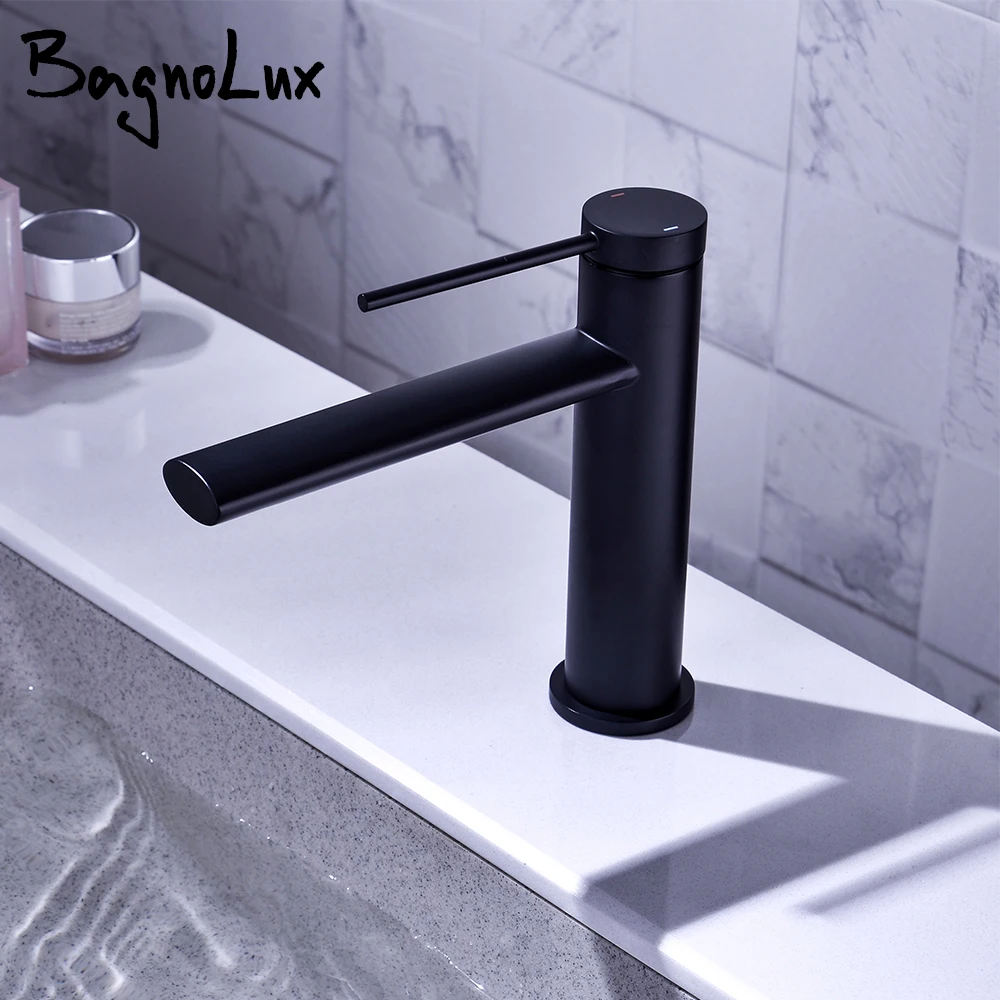 

Bagnolux Brass Black Deck Mounted Single Hole Single Handle Hot Cold Bathroom Mixer Sink Tap Basin Faucet Vanity Water Tapware