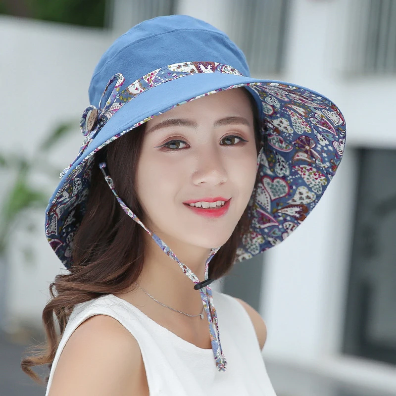 2021 New Brand Women Sun hat Summer Hat Folding Sunscreen Anti-uv big Summer Biking Beach Hat Fashion Sun hat