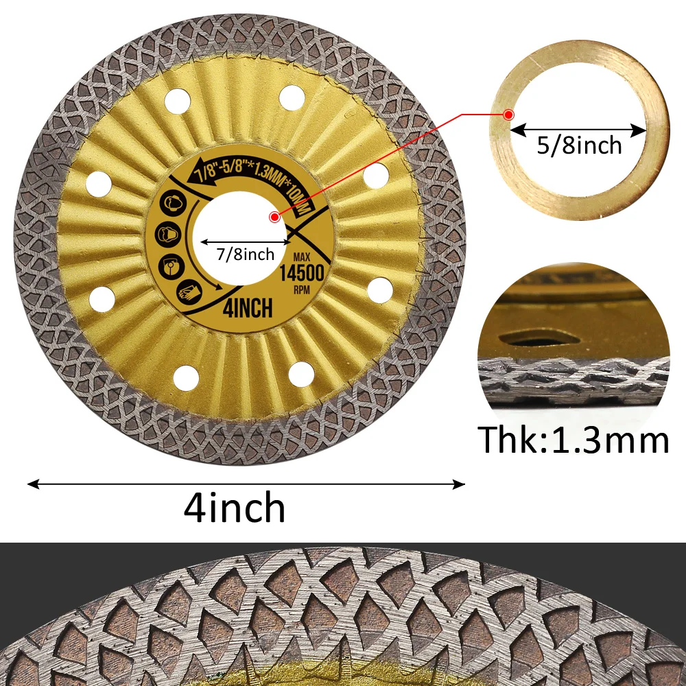 4" Diamond Tile Blade Porcelain Porcelain Saw Blade Turbo Diamond Blade For Granite Marble Ceramic Tile Cutting Disc