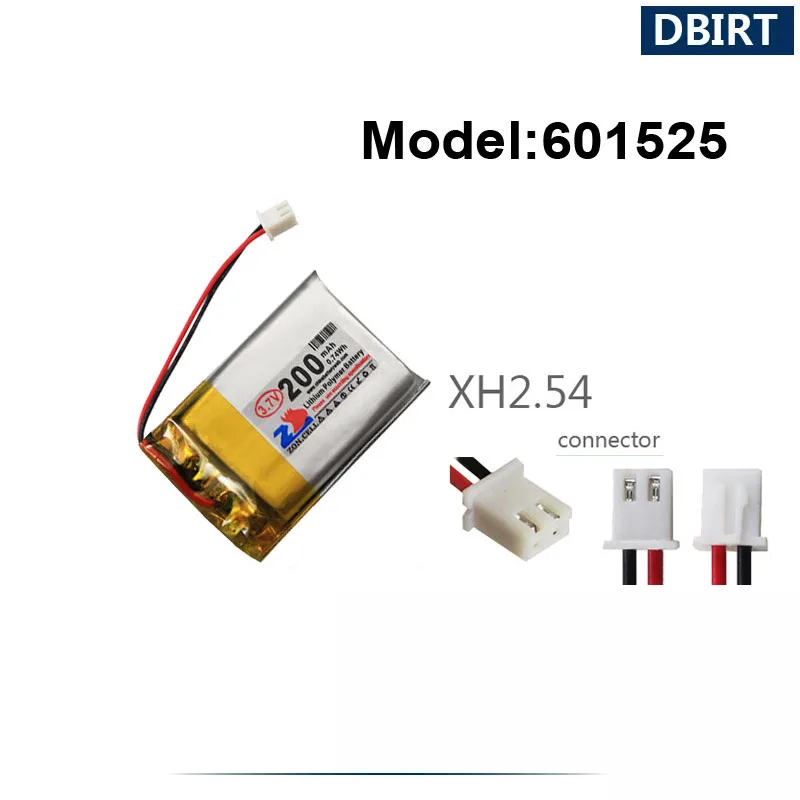 200 mAh LP 601525   AHB 601525 601525   XH2.54 & Molex1.25 Anschluss Akku für GPS Bluetooth Kopfhörer Headset Smart Watch