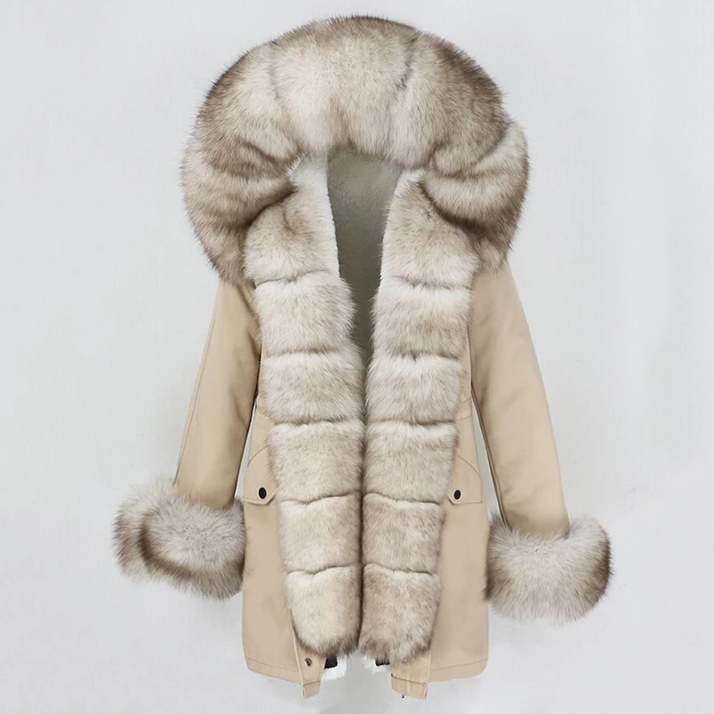 MENINA BONITA 2021 New Waterproof  Winter Jacket Women Coat Natural Real Fox Raccoon Fur Hooded Long Parkas Outerwear Detachable