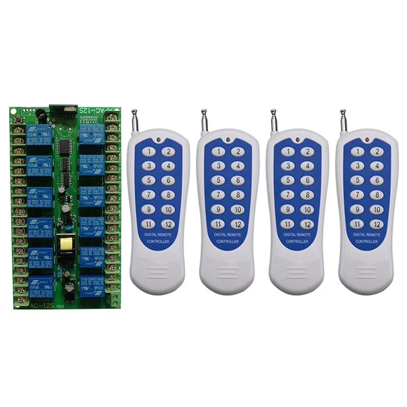 500m AC 220V 8 Channels 8CH RF Wireless Remote Control Switch Remote Control System receiver transmitter 8CH Relay 315/433 MHz