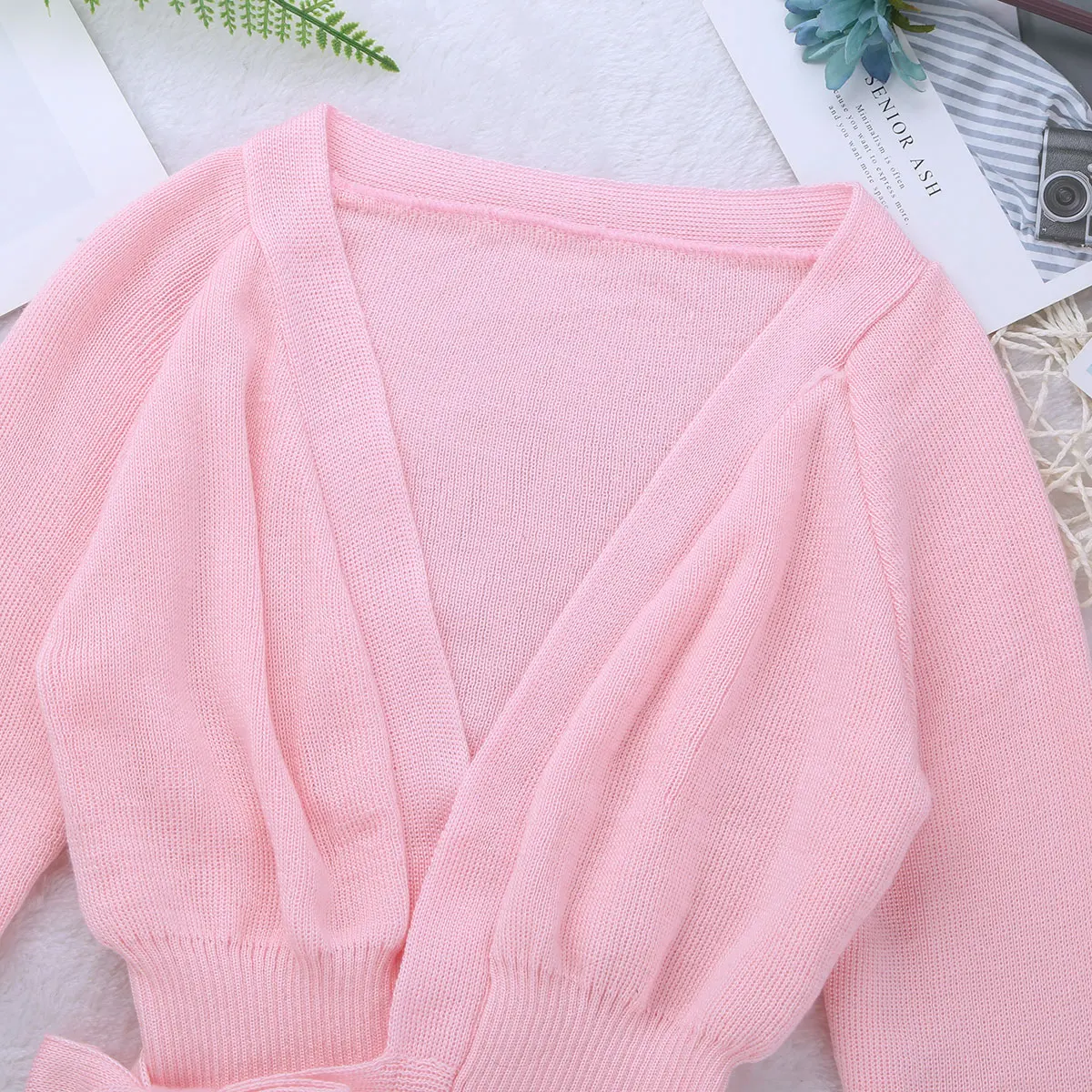 Autumn Winter Kids Girl Ballet Gymnastic Leotard Jacket V Neck Long Sleeve Dance Sweater Top Coat Jacket Wrap Ballet Clothing