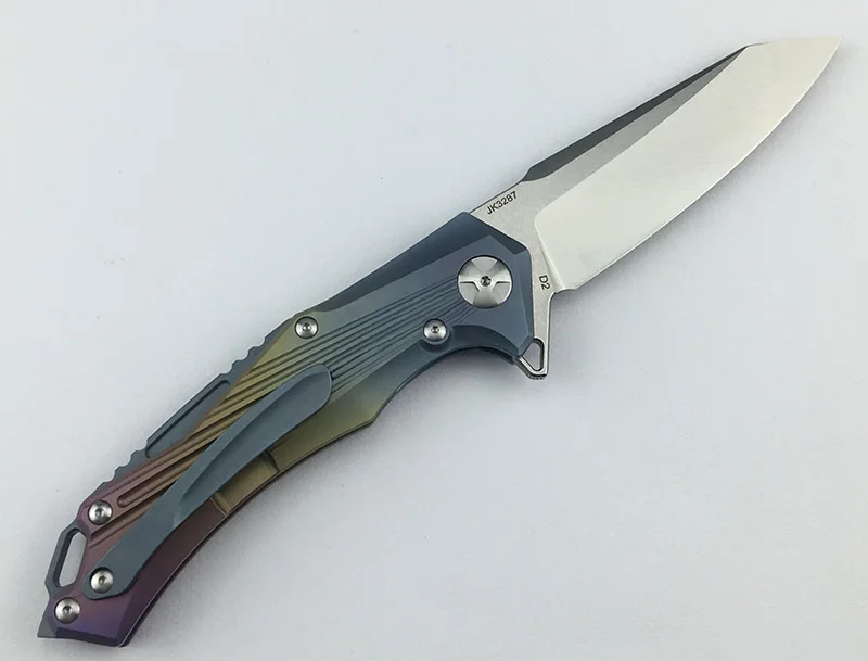 LEMIFSHE JK3287Ti D2 Blade Titanium Alloy Handle Outdoor Camping Hunting Kitchen Survival Pocket EDC Tool Folding Knife