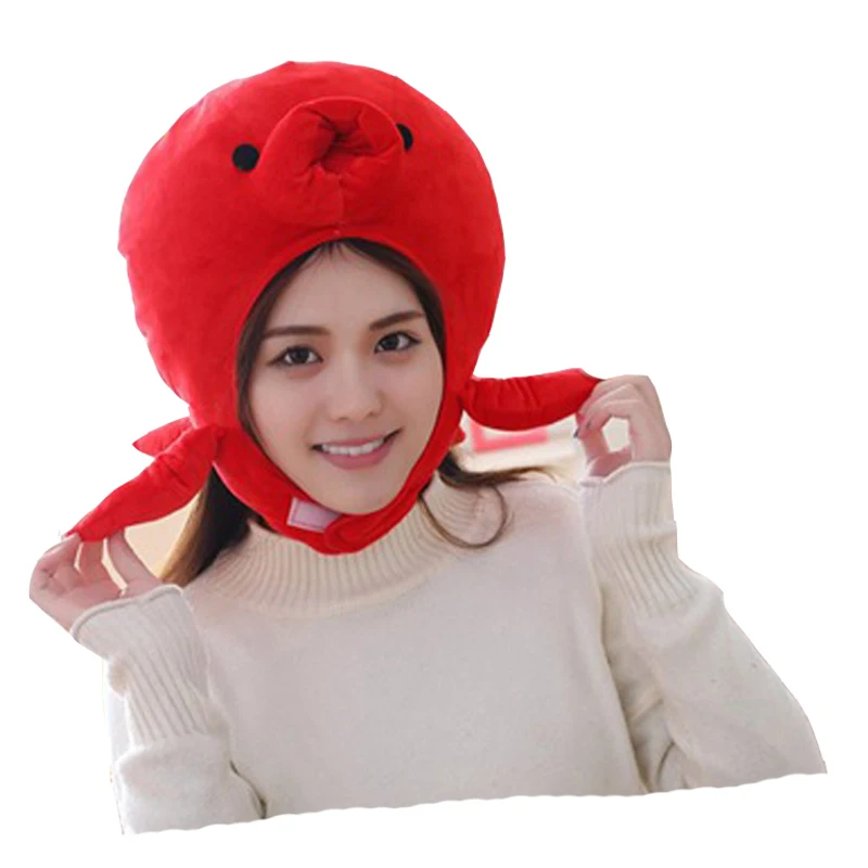 

Red Octopus Hood Hat Plush Toy Birthday Stuffed Cap Gift