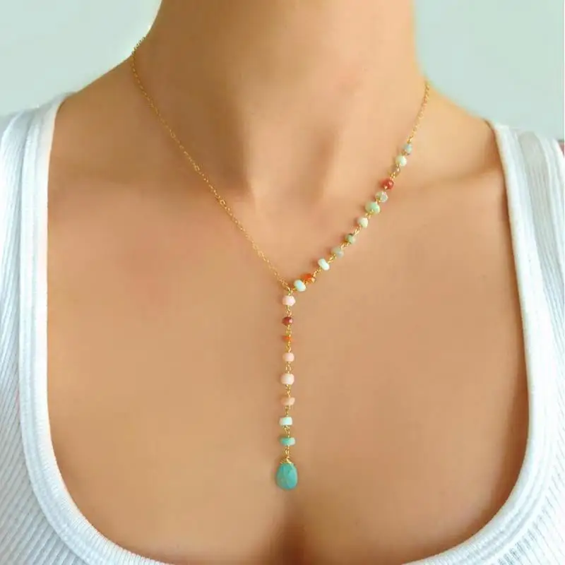 Collier de perles style Boho pour filles et femmes, Long et créatif, décoratif, ras du cou, à la mode