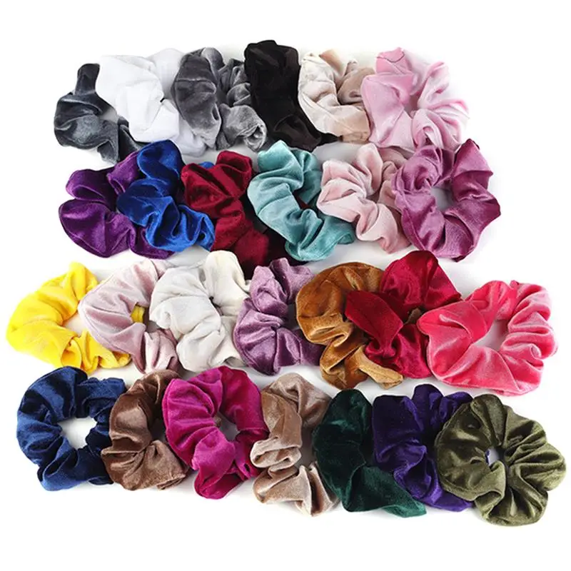 

26Pcs/Set Velvet Hair Tie Solid Color Women Elastic Fashion Hair Band Hair Rope Ponytail Holder Hair Accessories