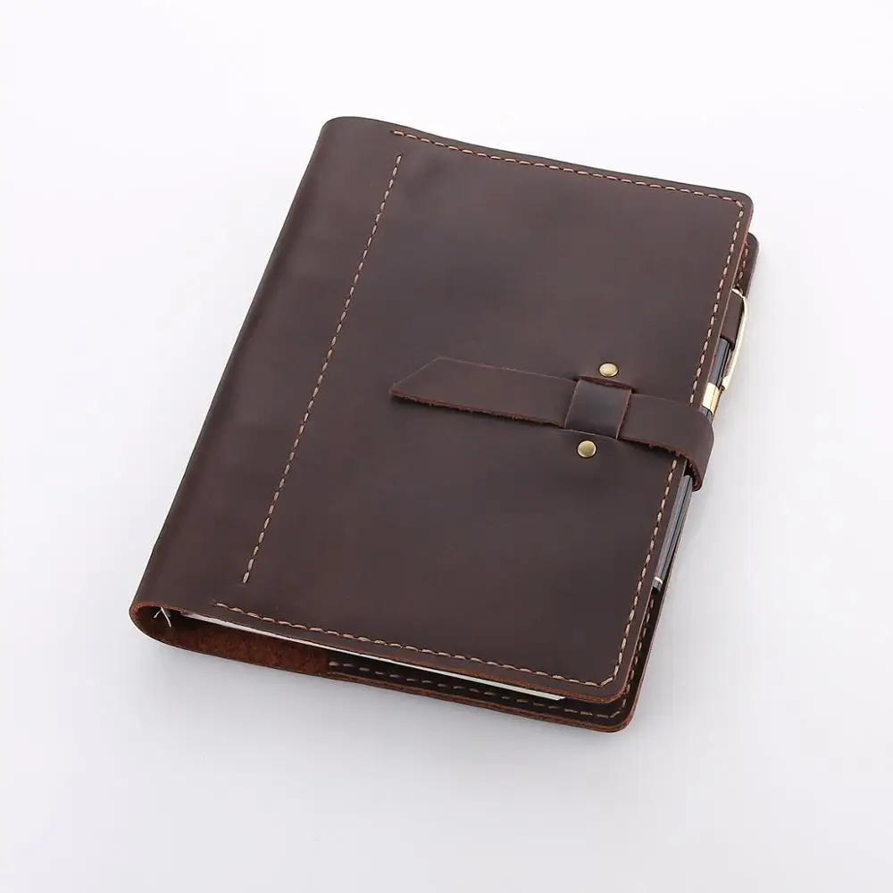 Personalizzato A5 Riutilizzabile Raccoglitore Ad Anelli Taccuino di Viaggio in Pelle