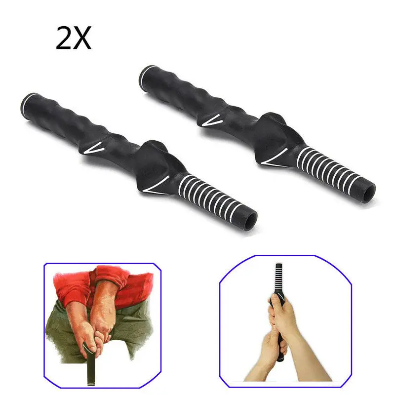 Entrenador de agarre de Golf, ayuda de enseñanza estándar, entrenamiento de calentamiento, práctica de Tempo, paquete de 2