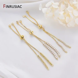 4 Types Of 14K Gold-Plated Bracelets Chain DIY Jewelry Making Accessories Slide Beads Adjustable Length For Chain