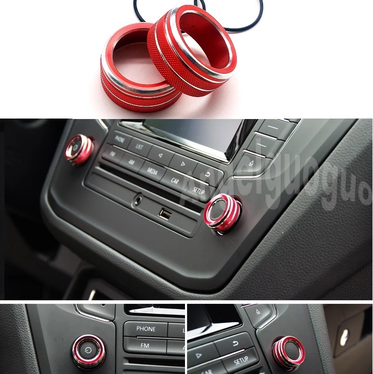 2pcs Button Audio Stereo Volume Control Knob Ring Cover car Accessories for Volkswagen vw Tiguan mk2 Atlas t-roc 2017-2019