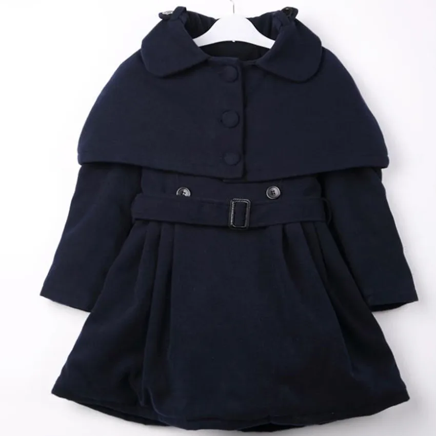 

New arrival vintage baby girl cloak woolen coat children double breasted princess sweet outwear