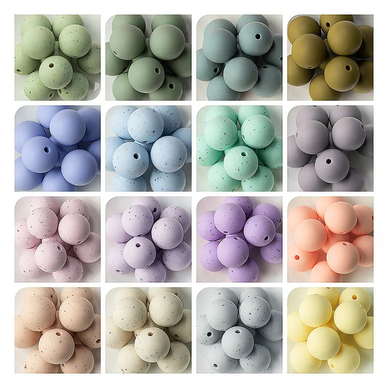 TYRY.HU 50 sztuk 15mm koraliki silikonowe DIY łańcuszek do smoczka naszyjnik Food Grade koralik pielęgniarstwo DIY gryzak dla dziecka perła bez BPA