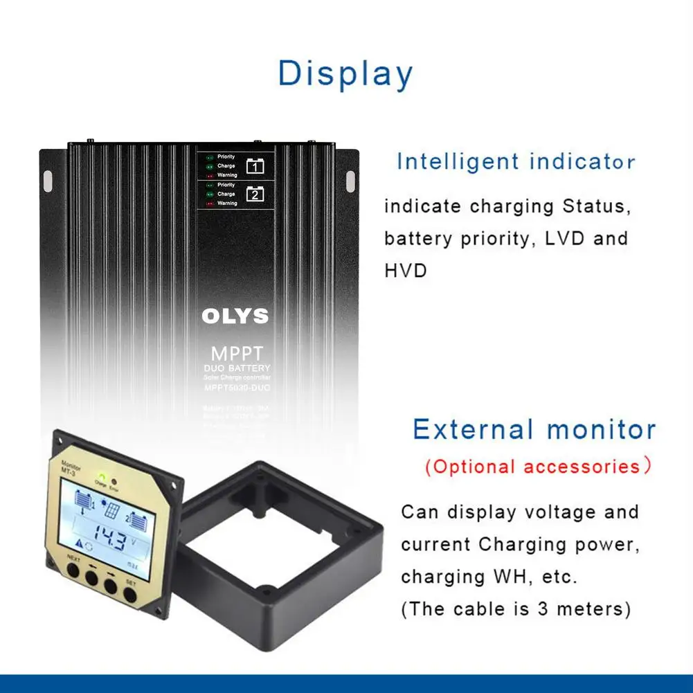 30A/BT10/MT-4-BT Solar Charge Controller Bluetooth Conect LCD Display Solar Panel Charge Regulator Dual Battery Charging