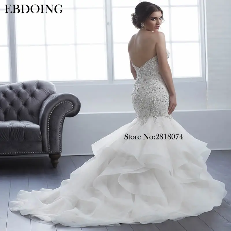 Vestidos De Novias 인어 웨딩 드레스, 연인 목걸이, 구슬 장식 프릴 스커트, 맞춤 제작, 플러스 사이즈 신부 가운