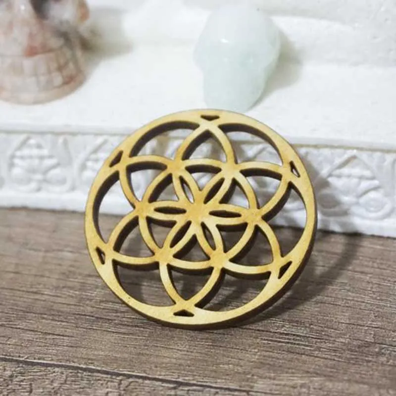 Seed of life Symbol Sacred engraved coaster,wood Sacred Geometry plate wooden Coaster,laser cut Christmas coaster,party decor