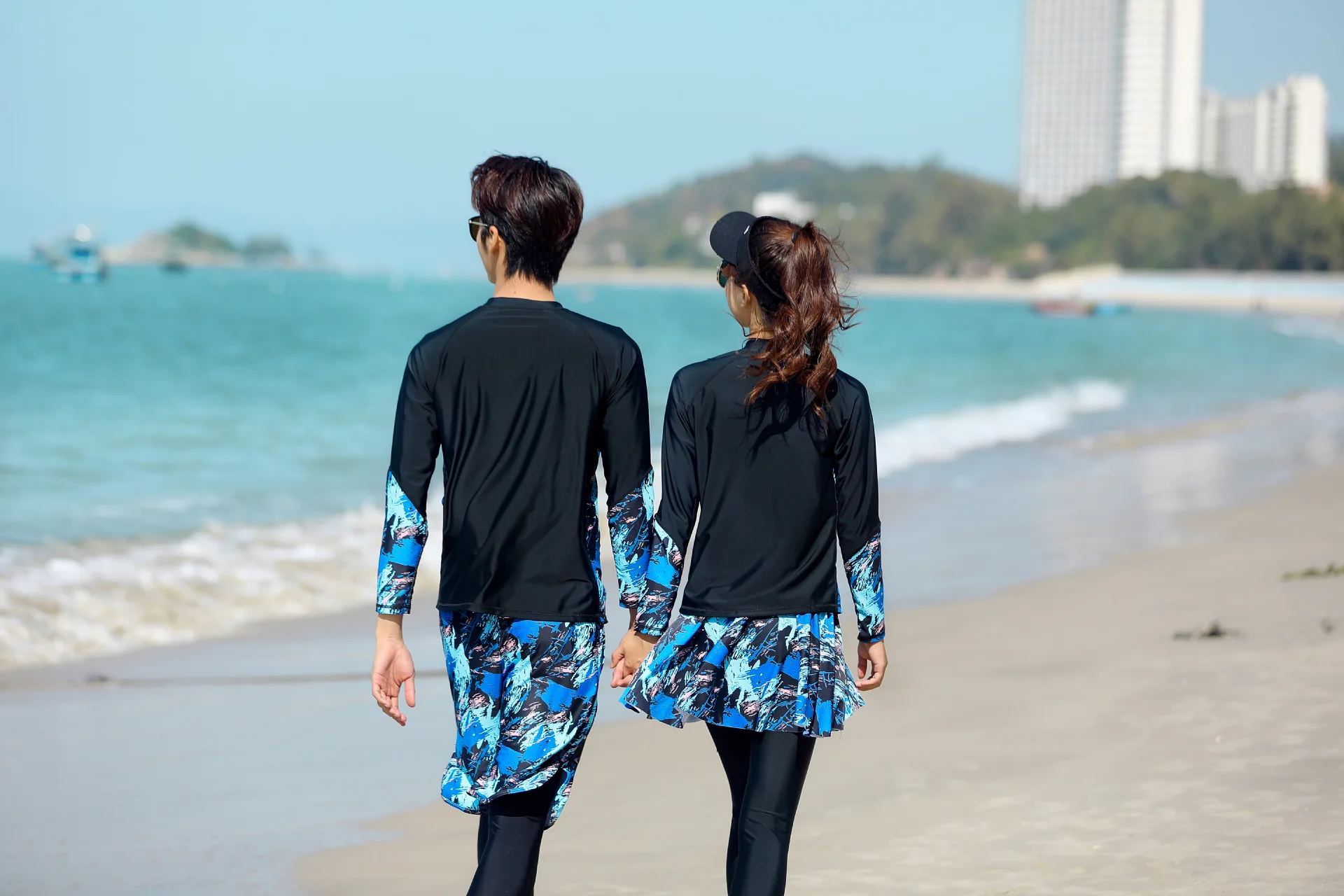 Men/Women Long Sleeve Rash Guard Sun UV Sun Protection Zip Front Swimsuit Shirt Leggings Printed Surfing Kayak Swim Top & Bottom