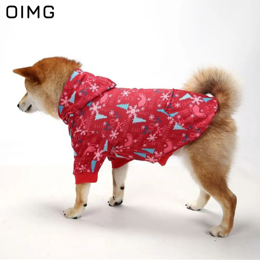 OIMG 2024 Winter Warm Dog Clothes Christmas Large Dog Costume Festival Party Pet Cats Hoodies Akita Husky Fashion Puppy Clothing