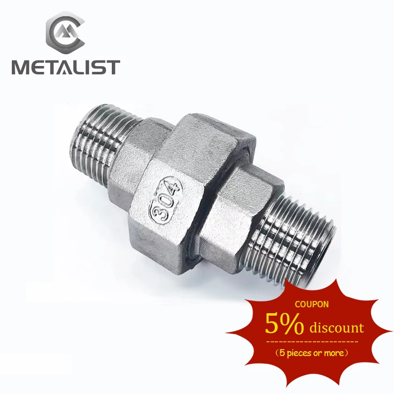 

METALIST DN25 Male & DN25 Male BSP Thread SS304 Live Joint Coupling Union Connector Pipe Fitting for Tube Connection