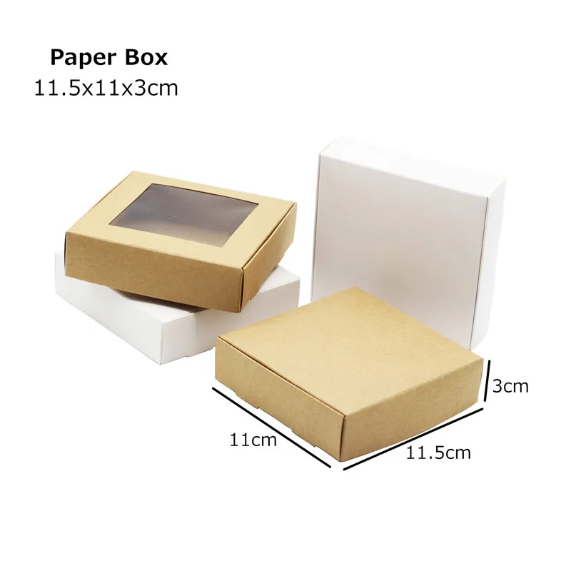 

24Pcs 11.5x11x3cm Kraft Paper Gift Box Brown Wedding Party Favors Handicrafts Cosmetics Box Window Cake Gift Packaging Box