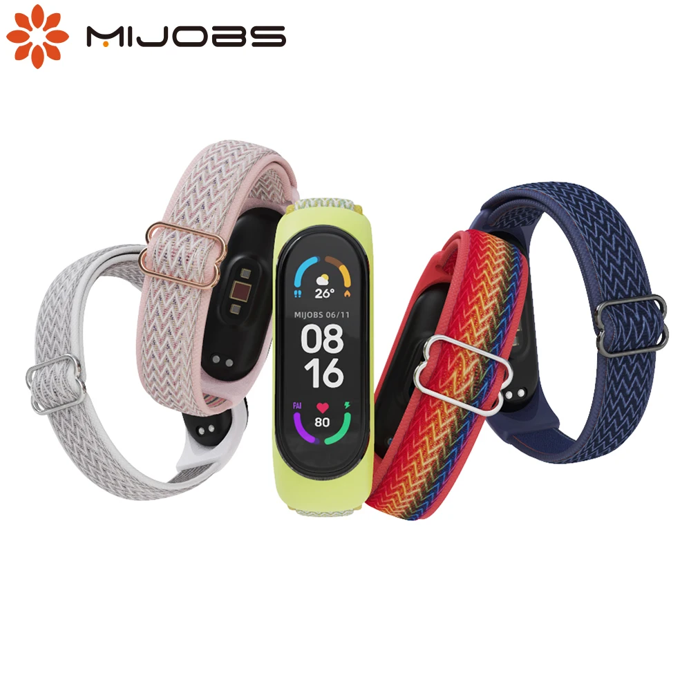 Correa de pulsera para Mi Band 7 6 5 Correa de reloj deportivo elástica de nailon Pulsera Correa Miband 5 Correa para Xiaomi Mi Band 5 6 7