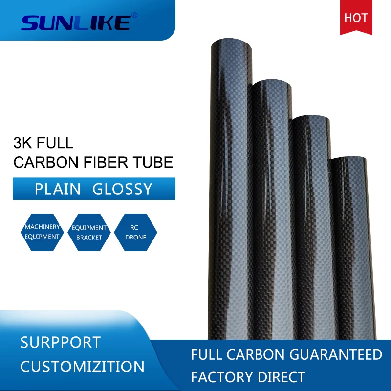 4pcs Wrapped Carbon Fiber Tube 3K plain Glossy surface diameter 12mm 14mm 16mm 18mm 22mm 24mm 26mm 28mm 30mm 35mm Length 500mm